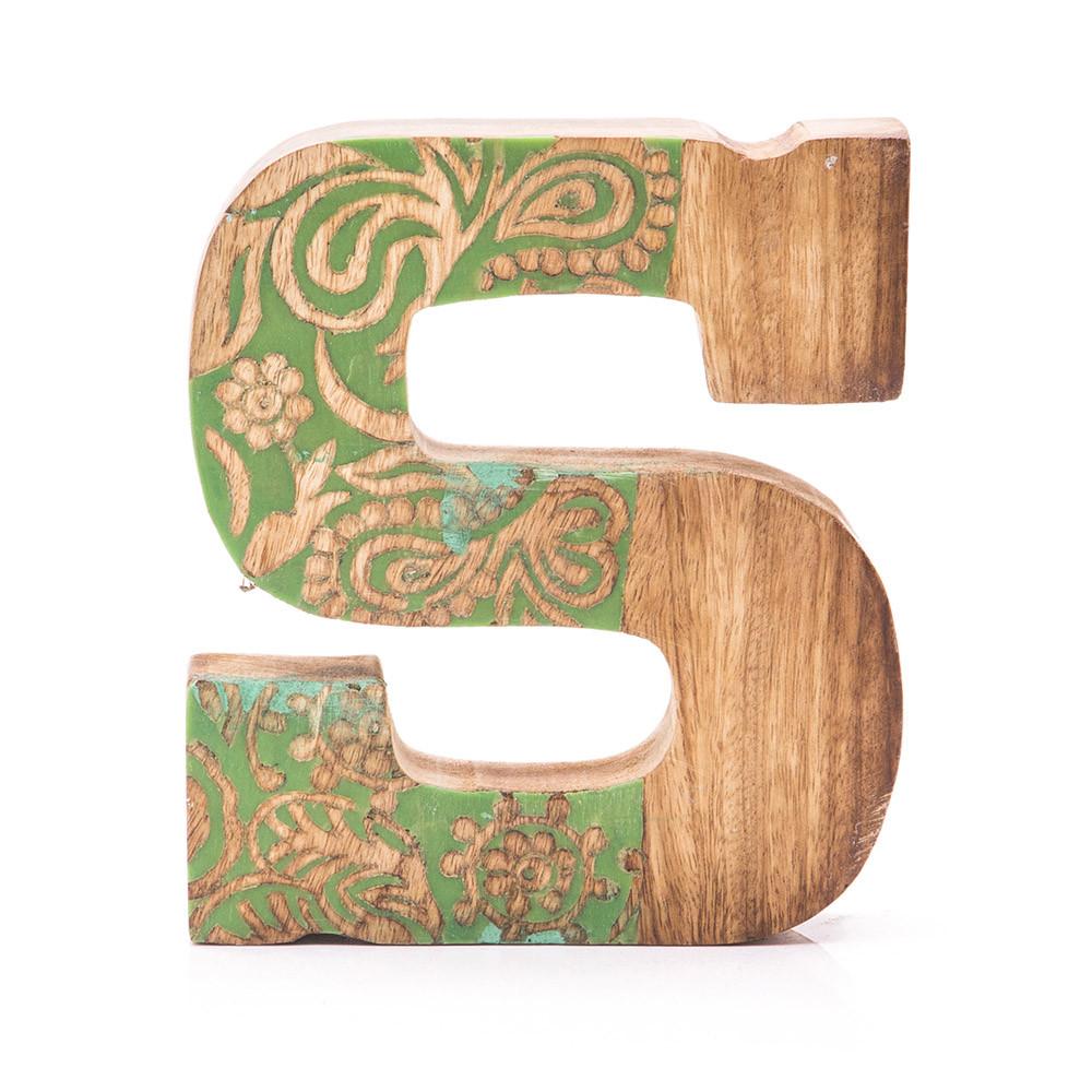 Wood Light Green Painted "S" Sculpture (A+D)