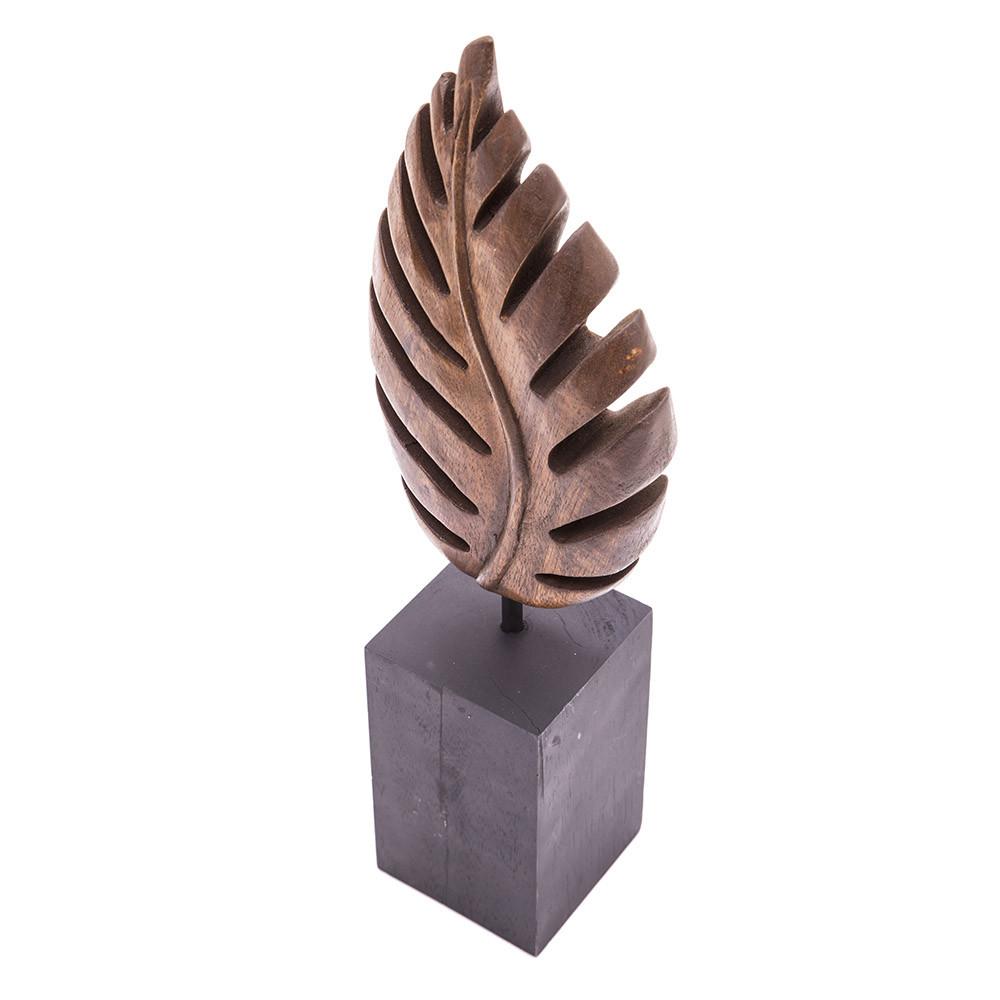 Wood Dark Wooden Leaf Sculpture (A+D)
