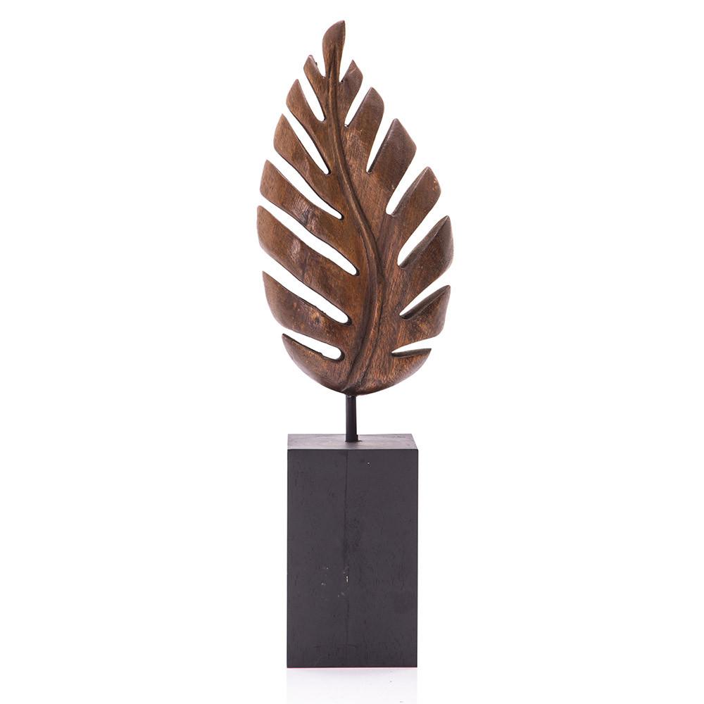 Wood Dark Wooden Leaf Sculpture (A+D)
