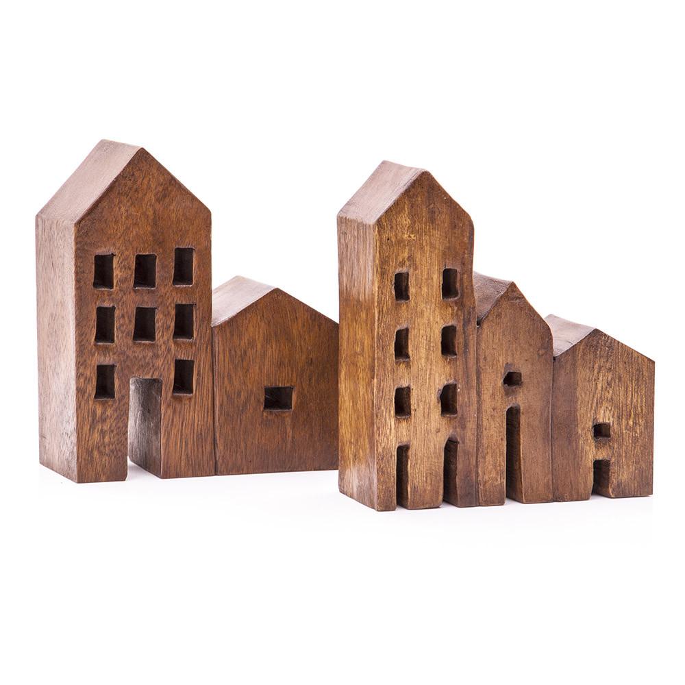 Wood Dark House Two Part Sculpture (A+D)