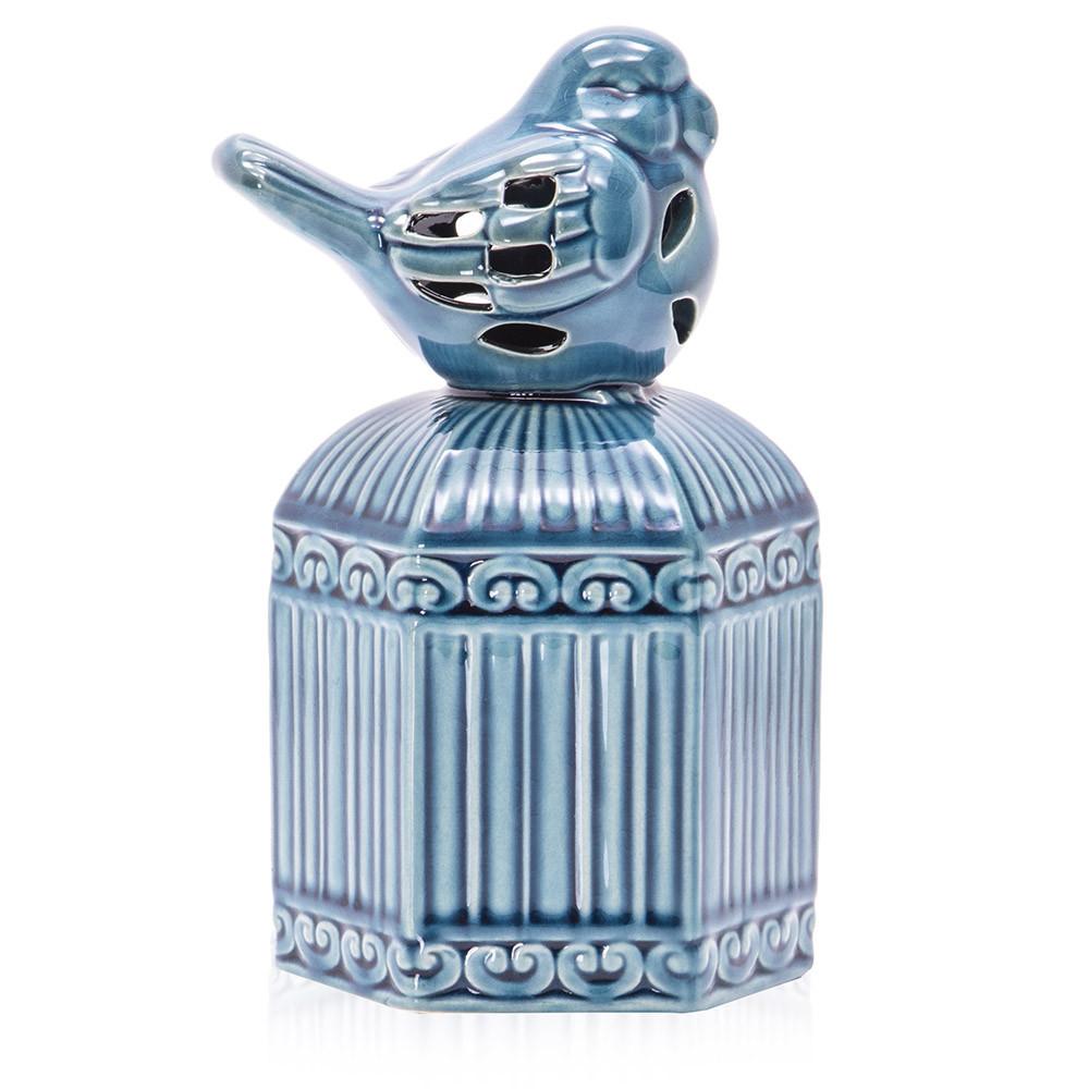 Blue Ceramic Bird Figurine (A+D)