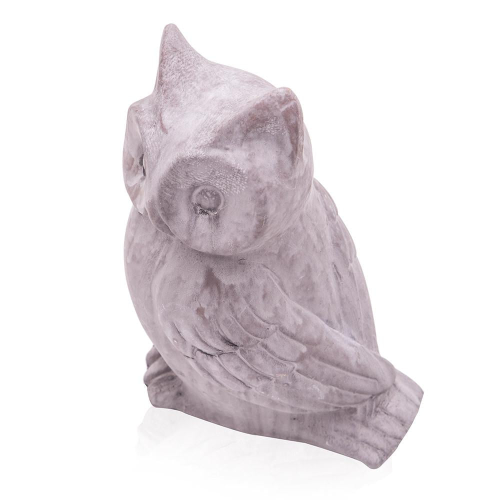 Purple Grey Matte Ceramic Owl Sculpture (A+D)