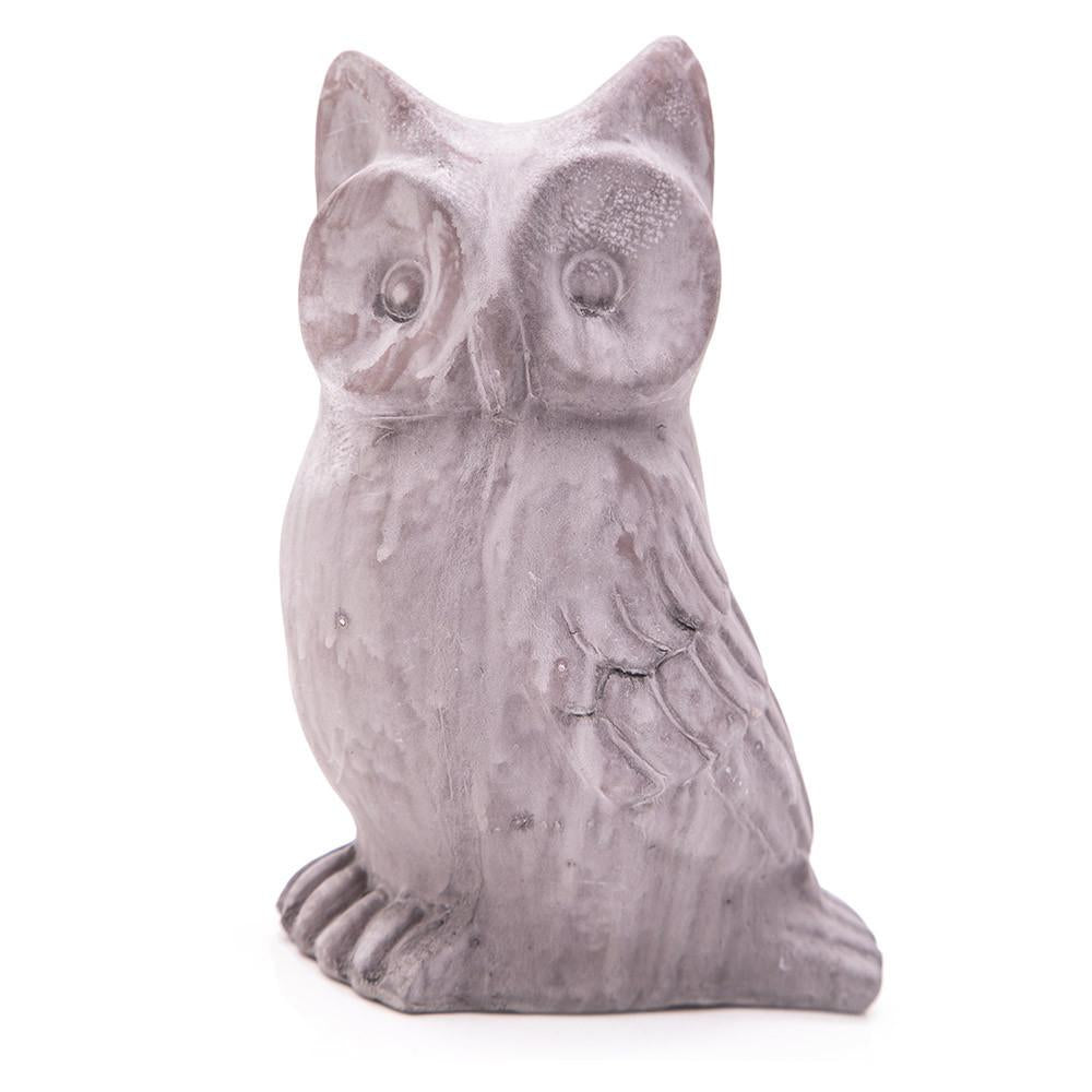 Purple Grey Matte Ceramic Owl Sculpture (A+D)
