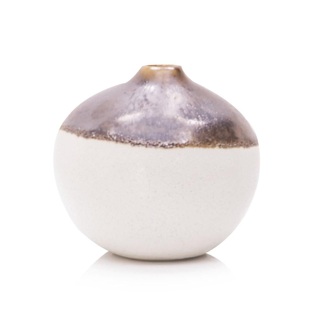 Brown White Small Stone Dip Glaze Vase (A+D)