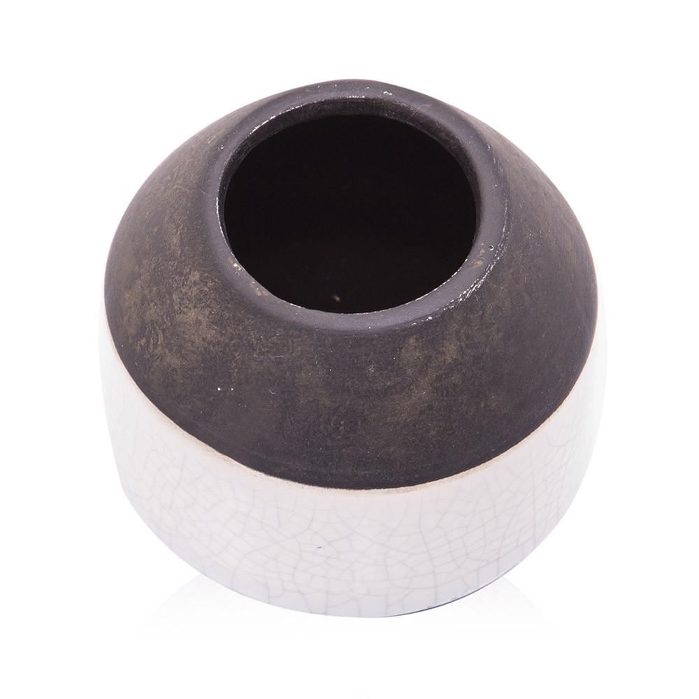 Brown White Ceramic Stripe Vase (A+D)