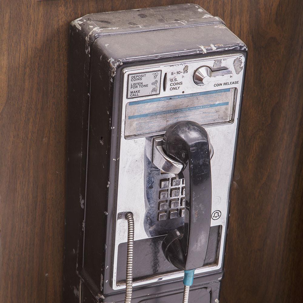 Payphone with Wood Wall Cubby Booth