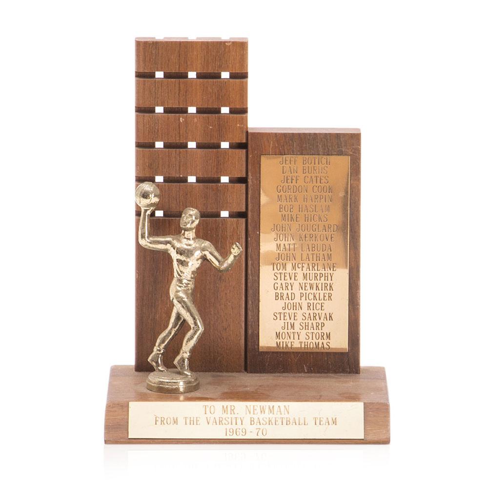 Brass and Wood Basketball Trophy