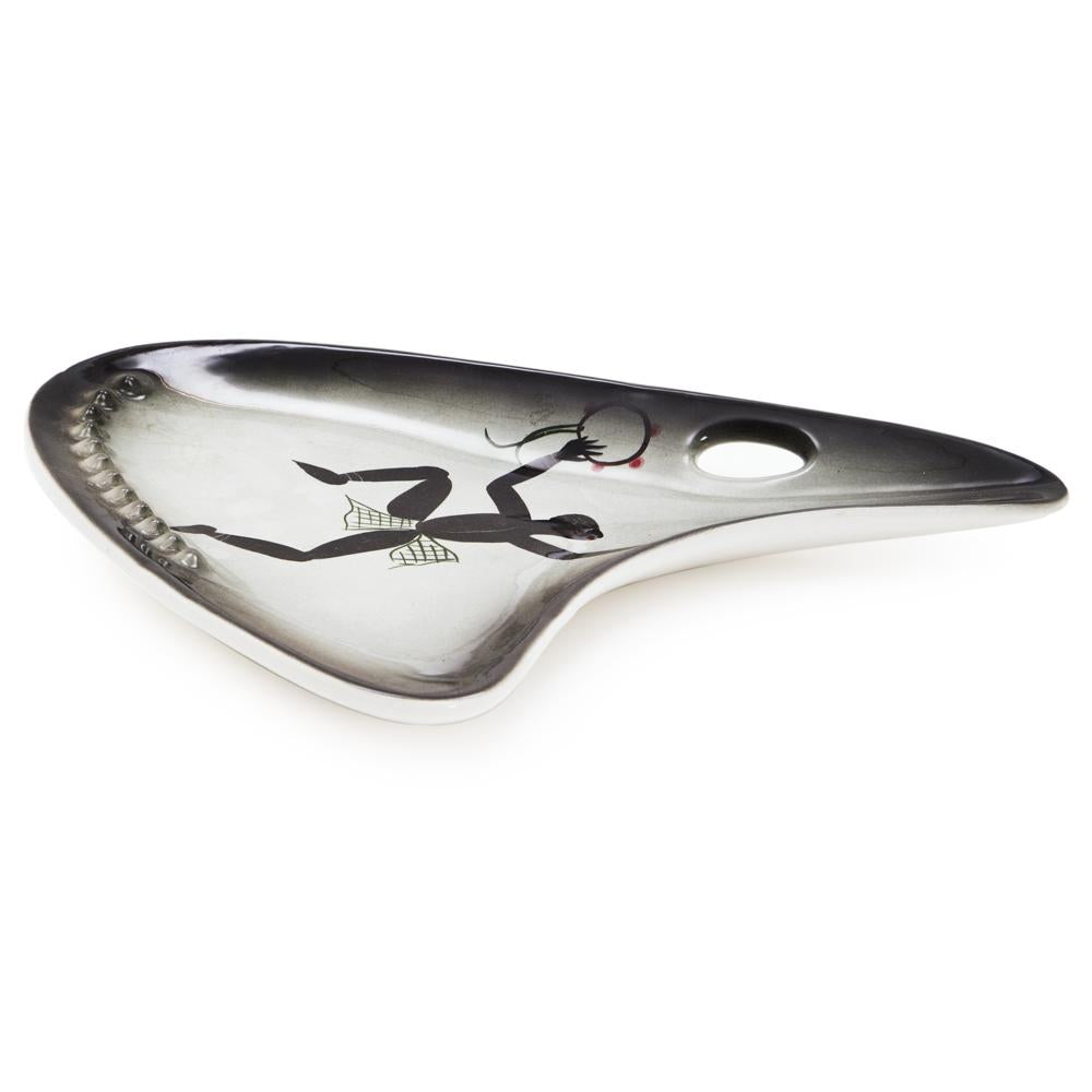 Black and White Ashtray with Dancing Man