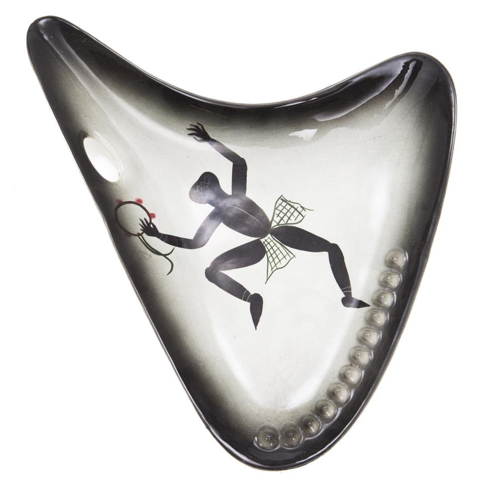 Black and White Ashtray with Dancing Man