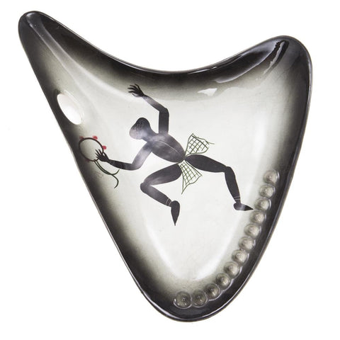 Black and White Ashtray with Dancing Man