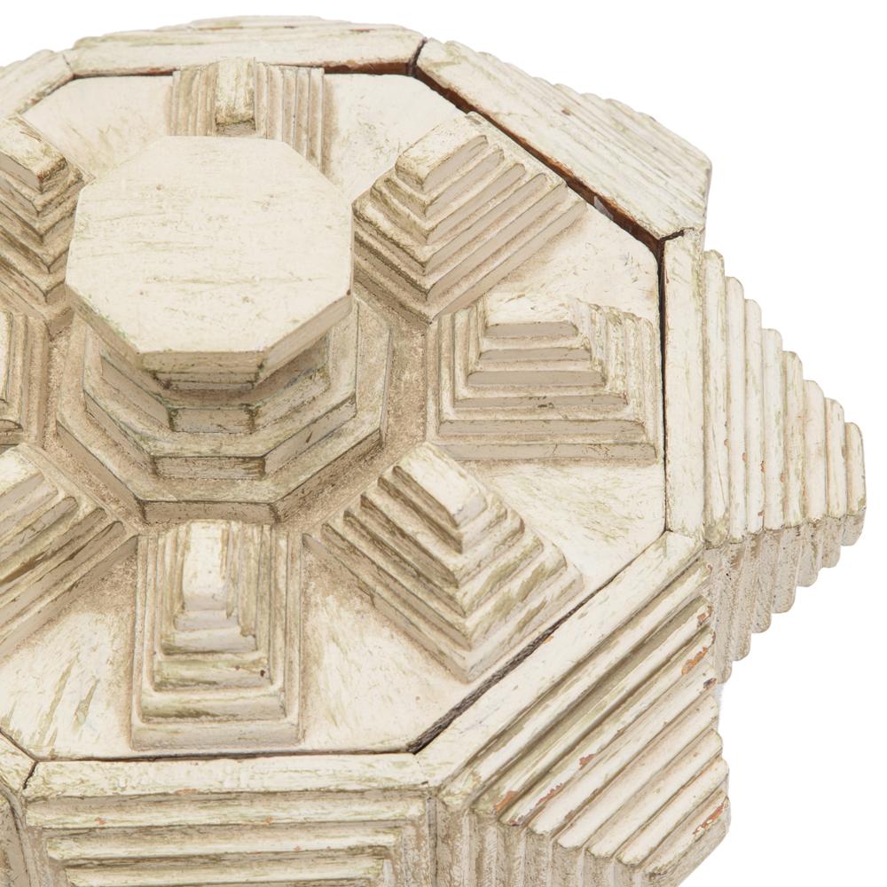 Off-White Cubist Wood Sculpture Bowl (A+D)