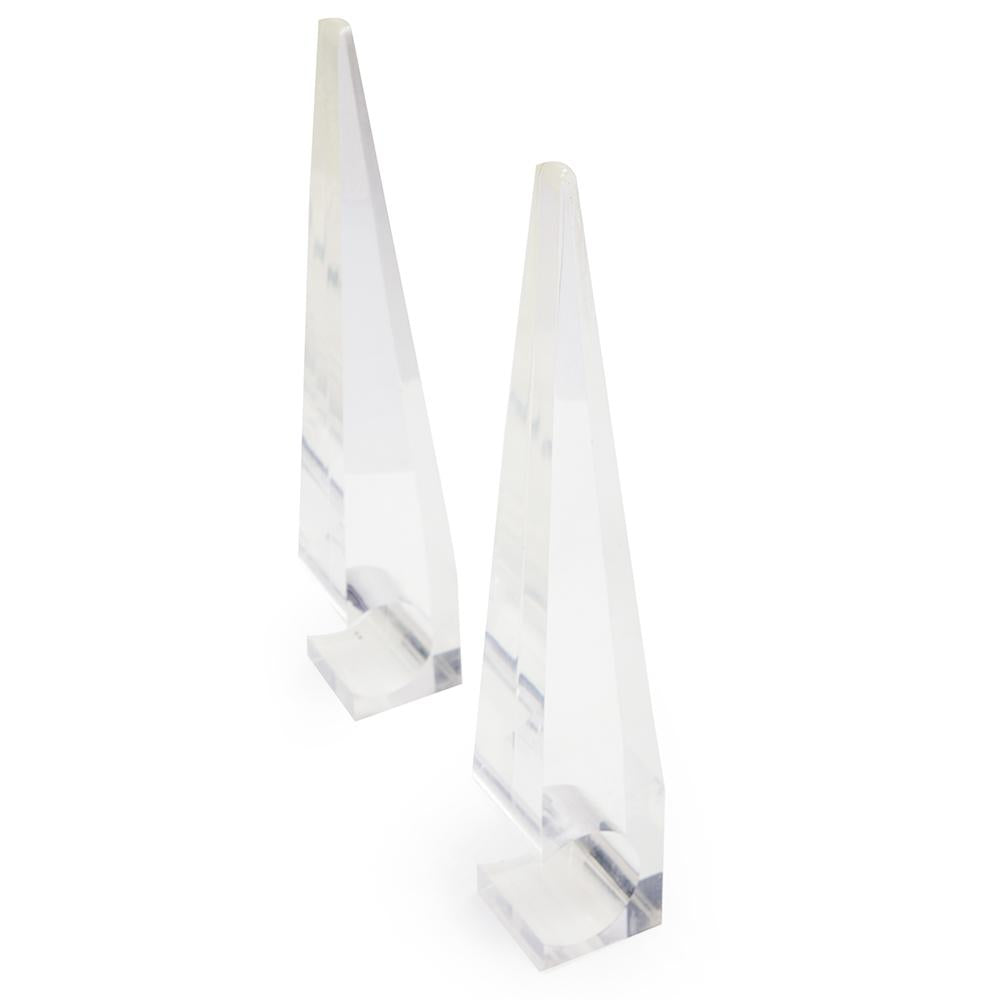 Tall Lucite Pyramid Sculpture Bookends - Set of 2