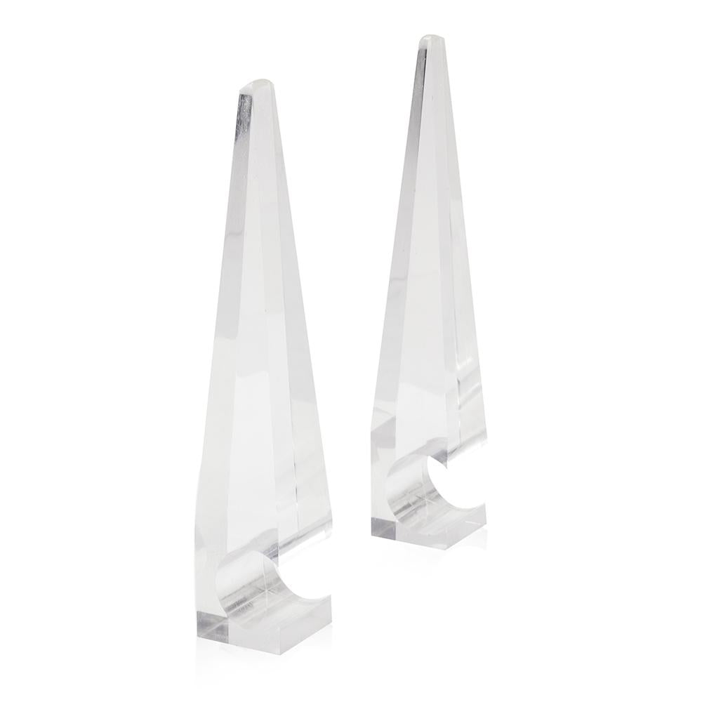 Tall Lucite Pyramid Sculpture Bookends - Set of 2