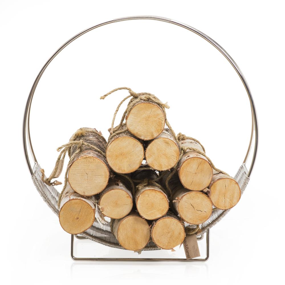 Silver Hoop Firewood Holder