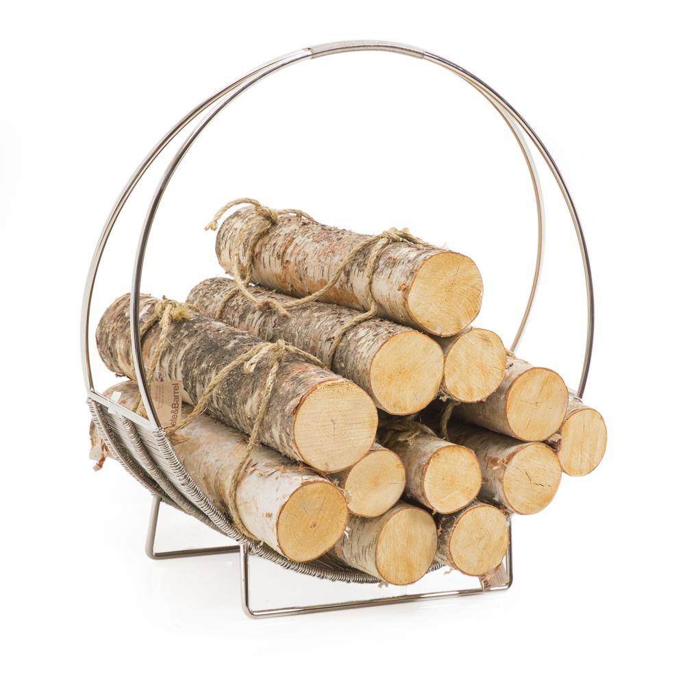 Silver Hoop Firewood Holder