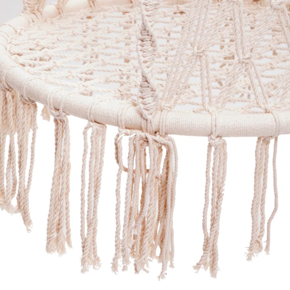 Pink White Bohemian Macrame Hanging Chair