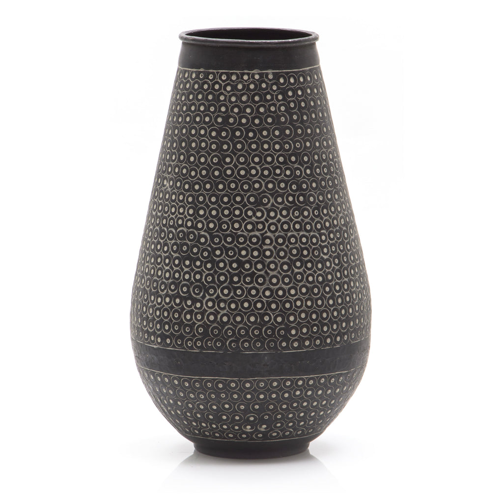 Circles Black Ceramic Vase