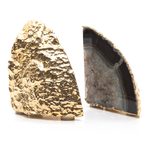 Gold & Gray Geode Bookends (A+D)