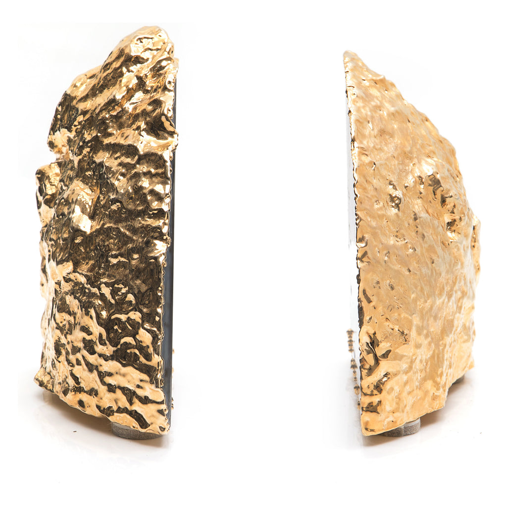 Gold & Gray Geode Bookends (A+D)