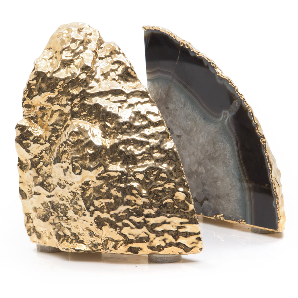 Gold & Gray Geode Bookends (A+D)