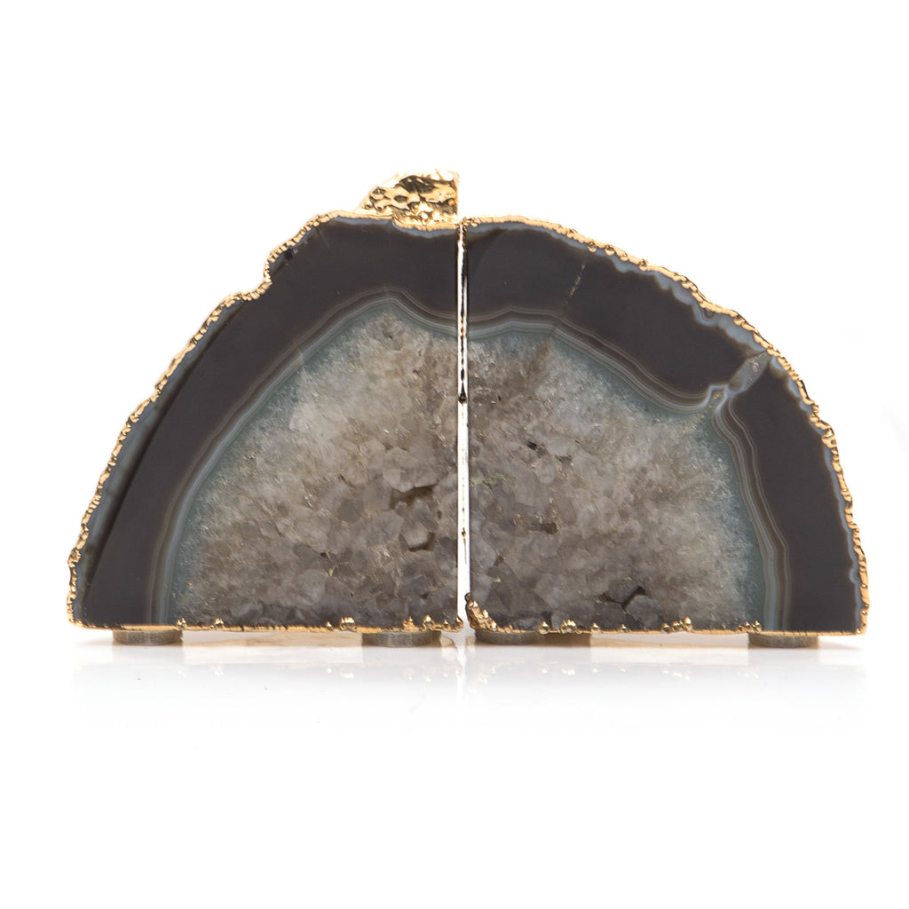 Gold & Gray Geode Bookends (A+D)