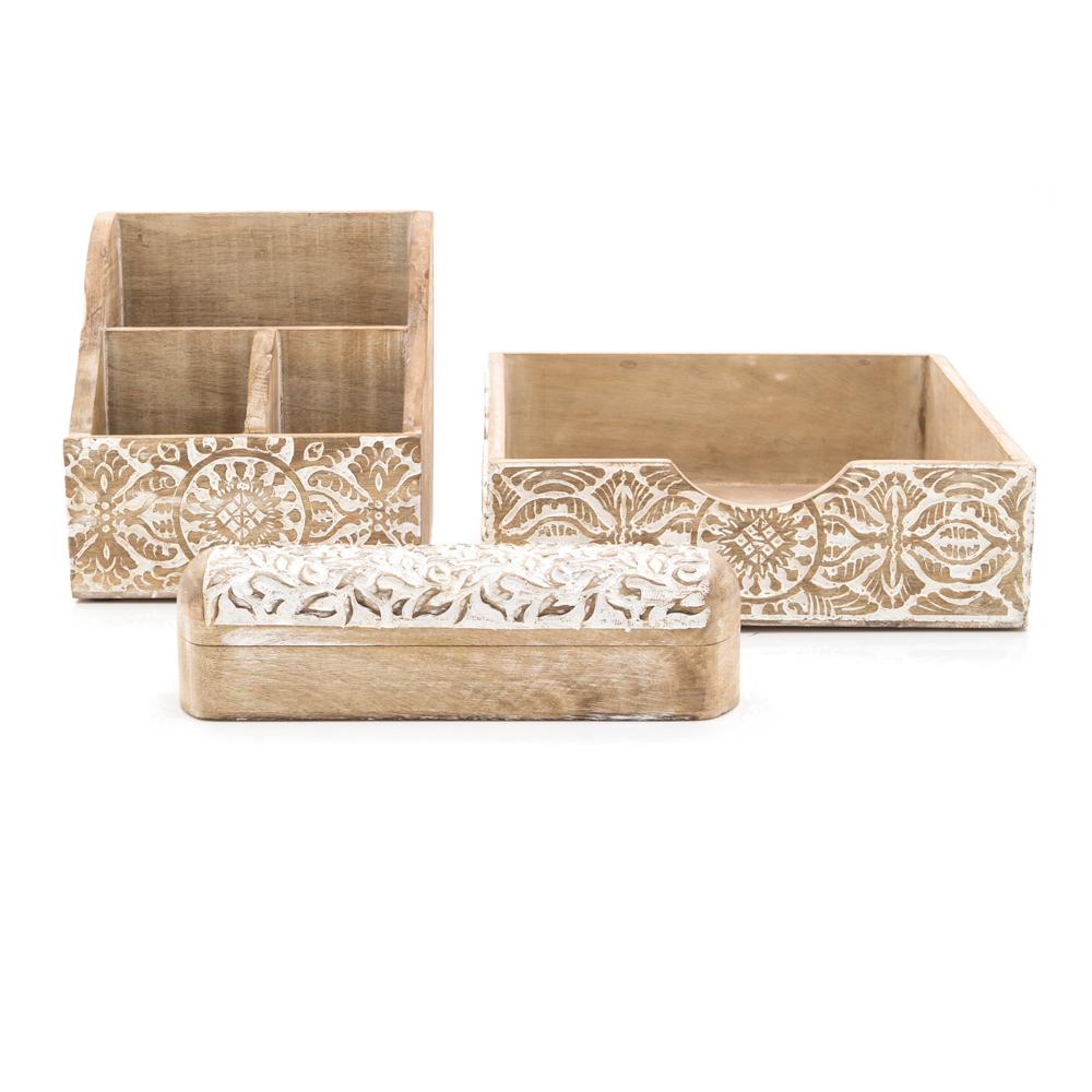 Embossed Wood White Boxset