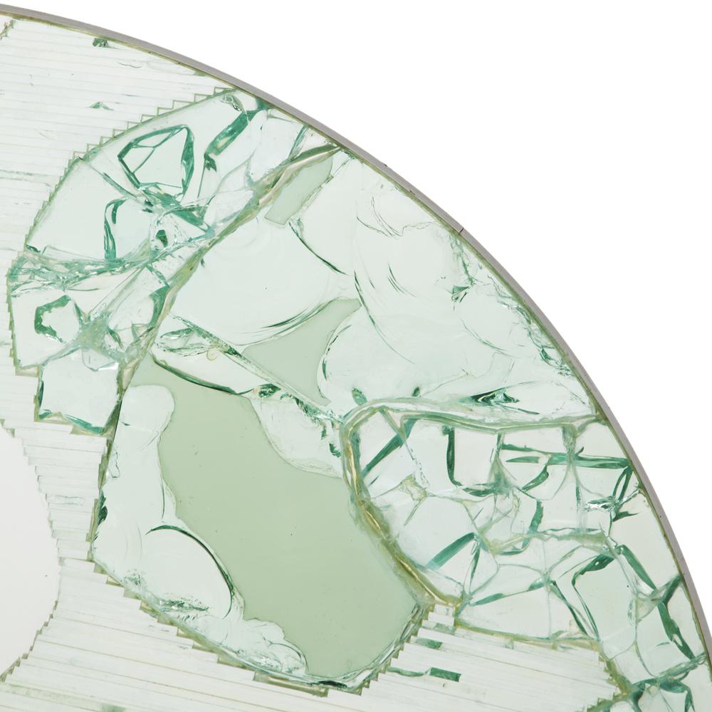 Heavy Glass Abstract Circle Floor Sculpture