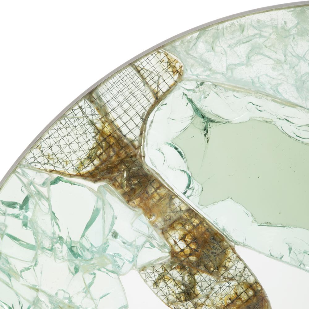 Heavy Glass Abstract Circle Floor Sculpture