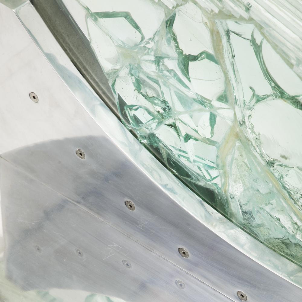 Heavy Glass Abstract Circle Floor Sculpture