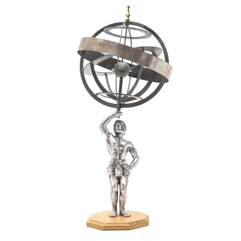 Silver Atlas/Armillary Statue
