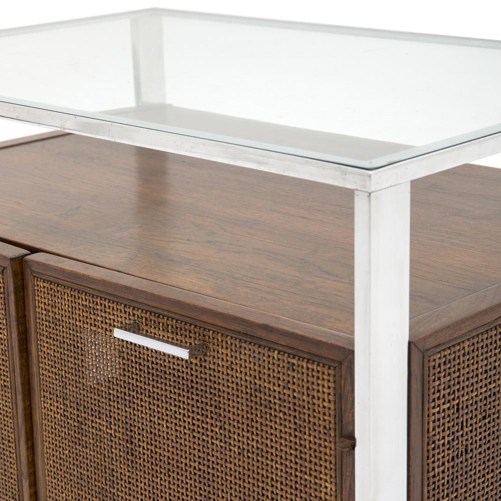 Small Wicker and Chrome Contemporary Cabinet