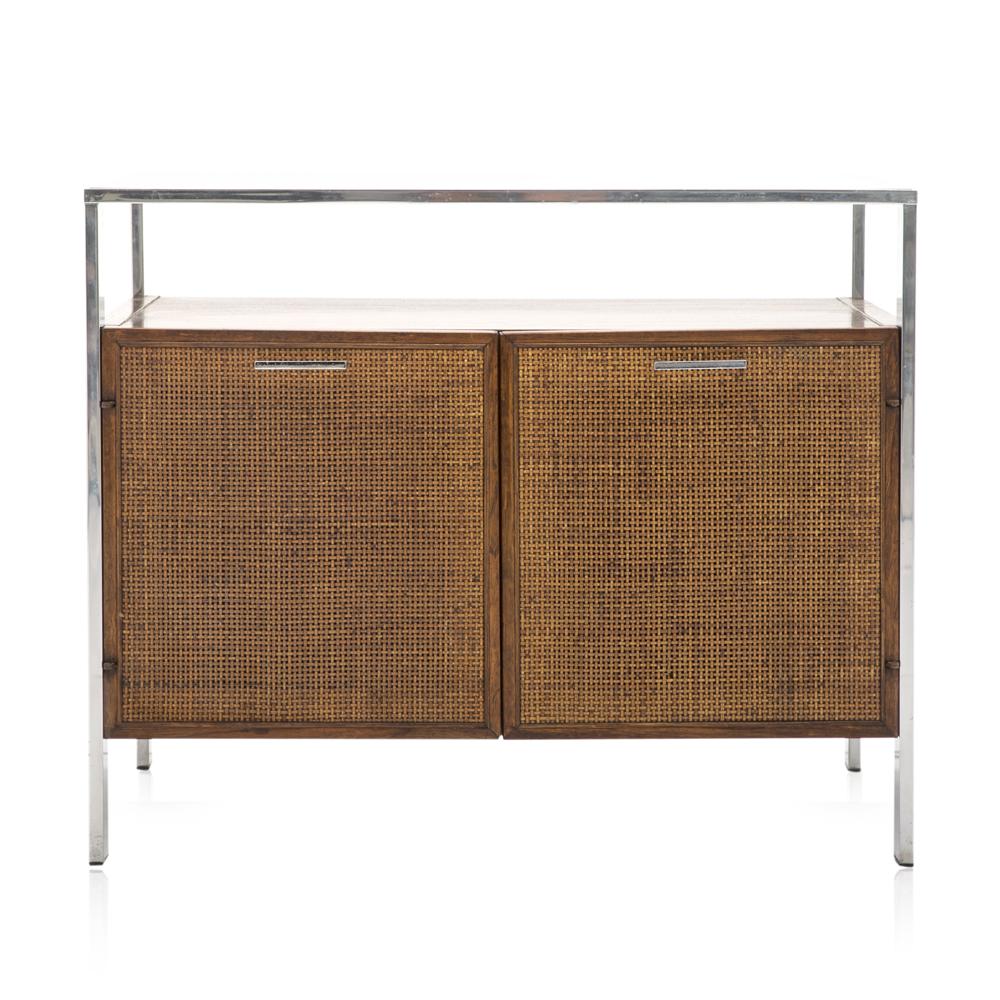 Small Wicker and Chrome Contemporary Cabinet