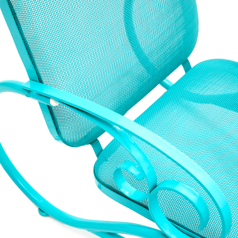 Turquoise Mesh Woodard Outdoor Chaise