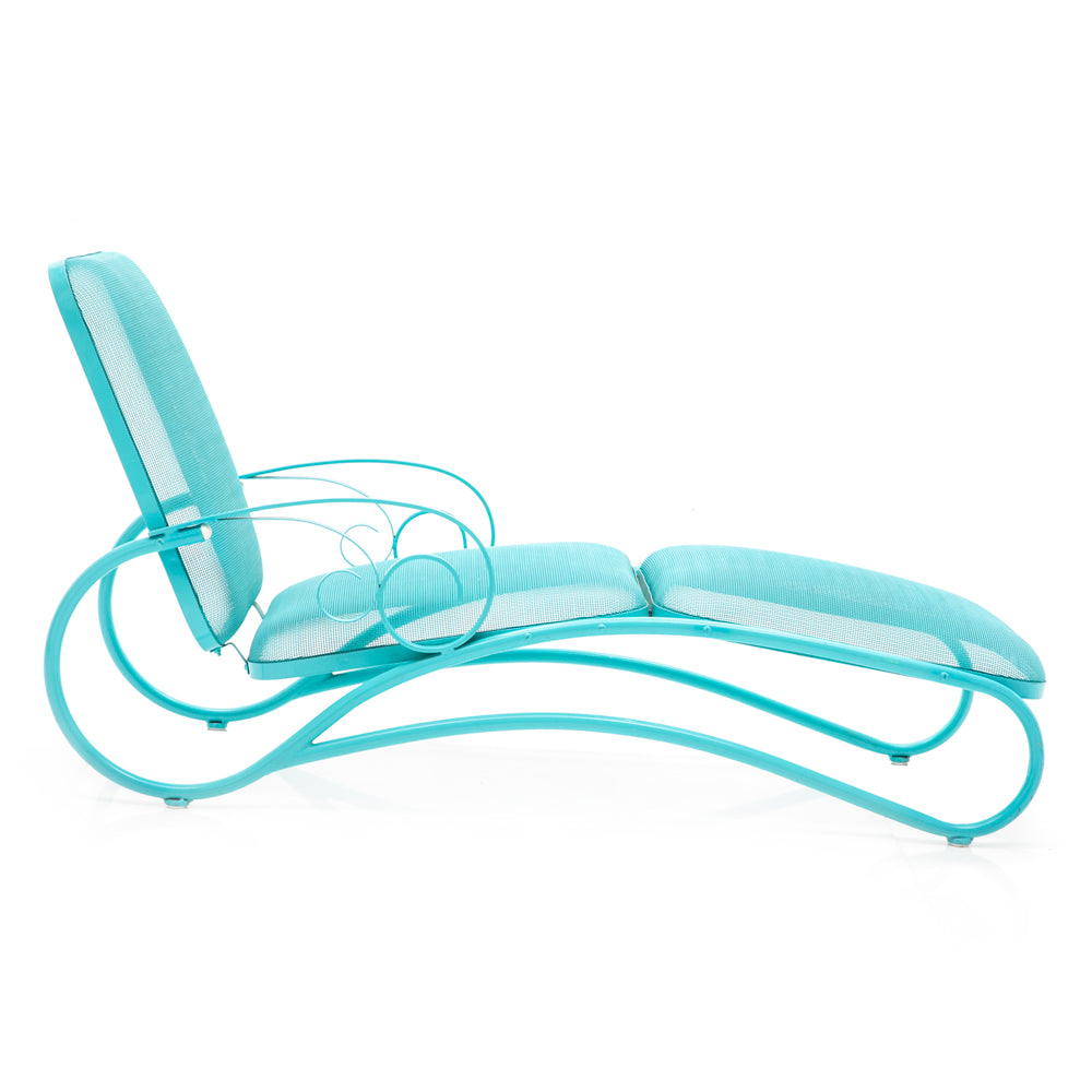 Turquoise Mesh Woodard Outdoor Chaise