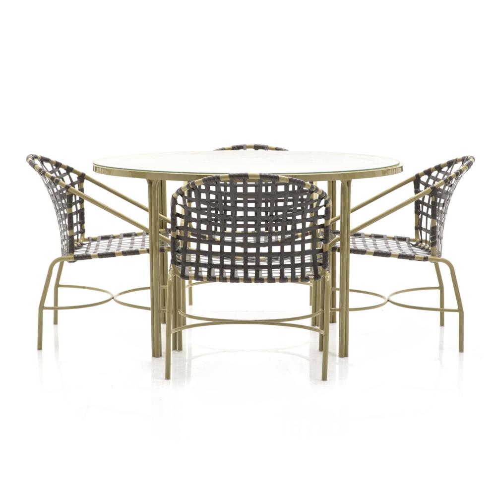 Matte Gold Round Top Patio Dining Table