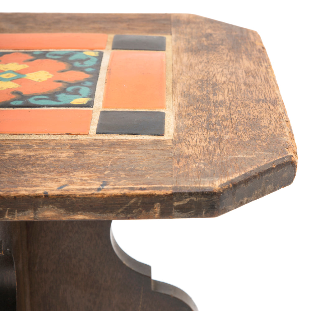 Wood Tile Topped Side Table