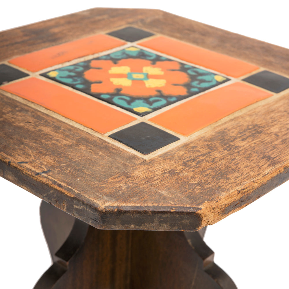 Wood Tile Topped Side Table