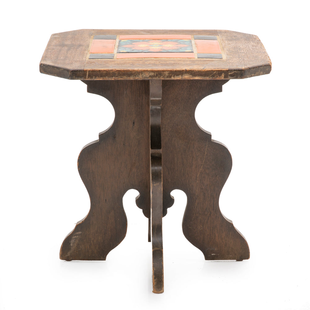 Wood Tile Topped Side Table