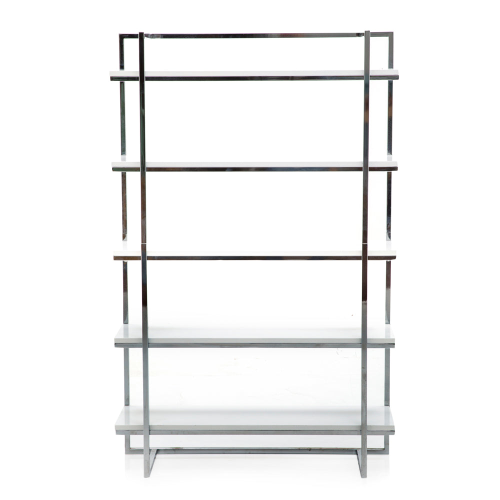 Silver Chrome White Modern Bookshelf