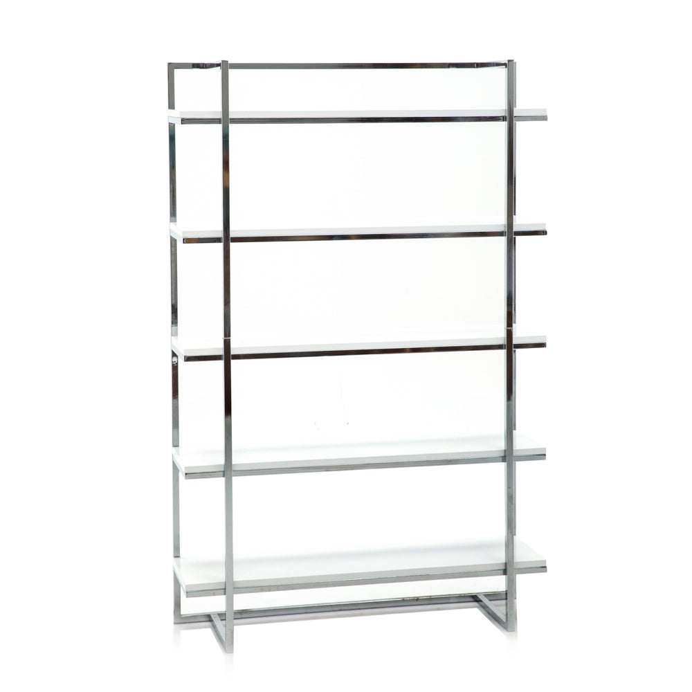 Silver Chrome White Modern Bookshelf