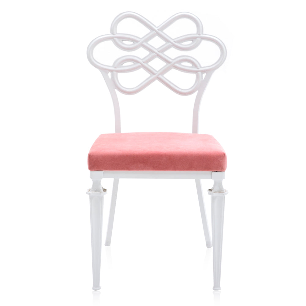 White & Pink Velvet Ornate Outdoor Chair