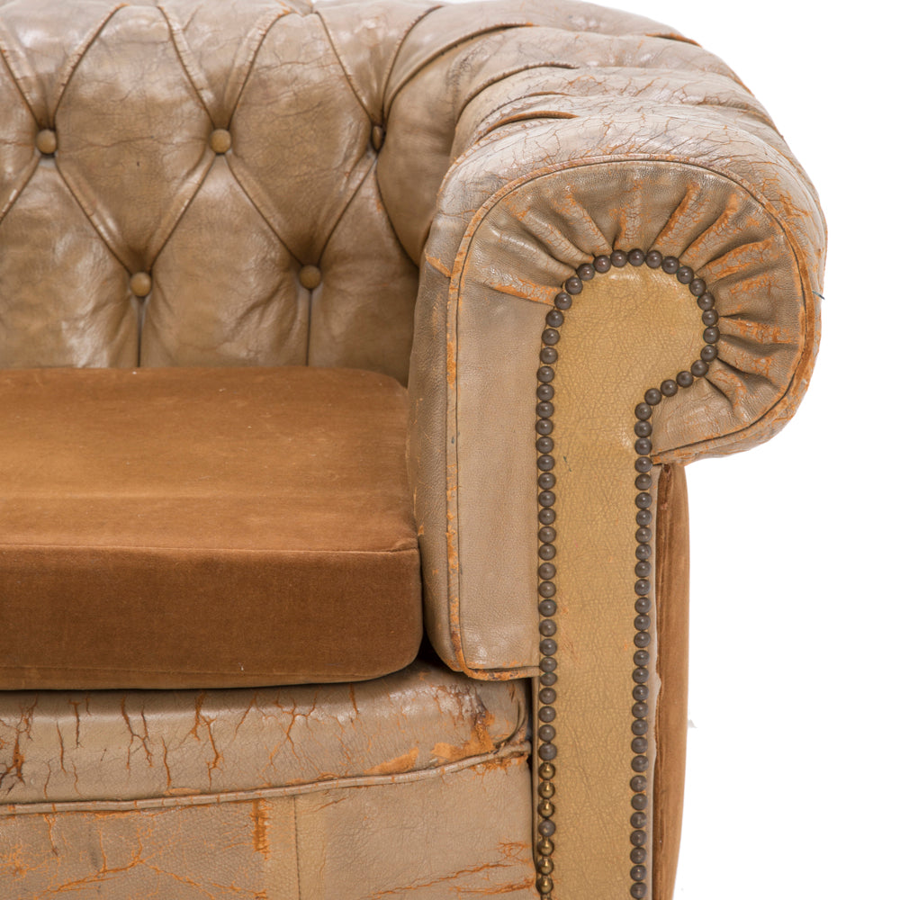 Distressed Leather Chesterfield Couch