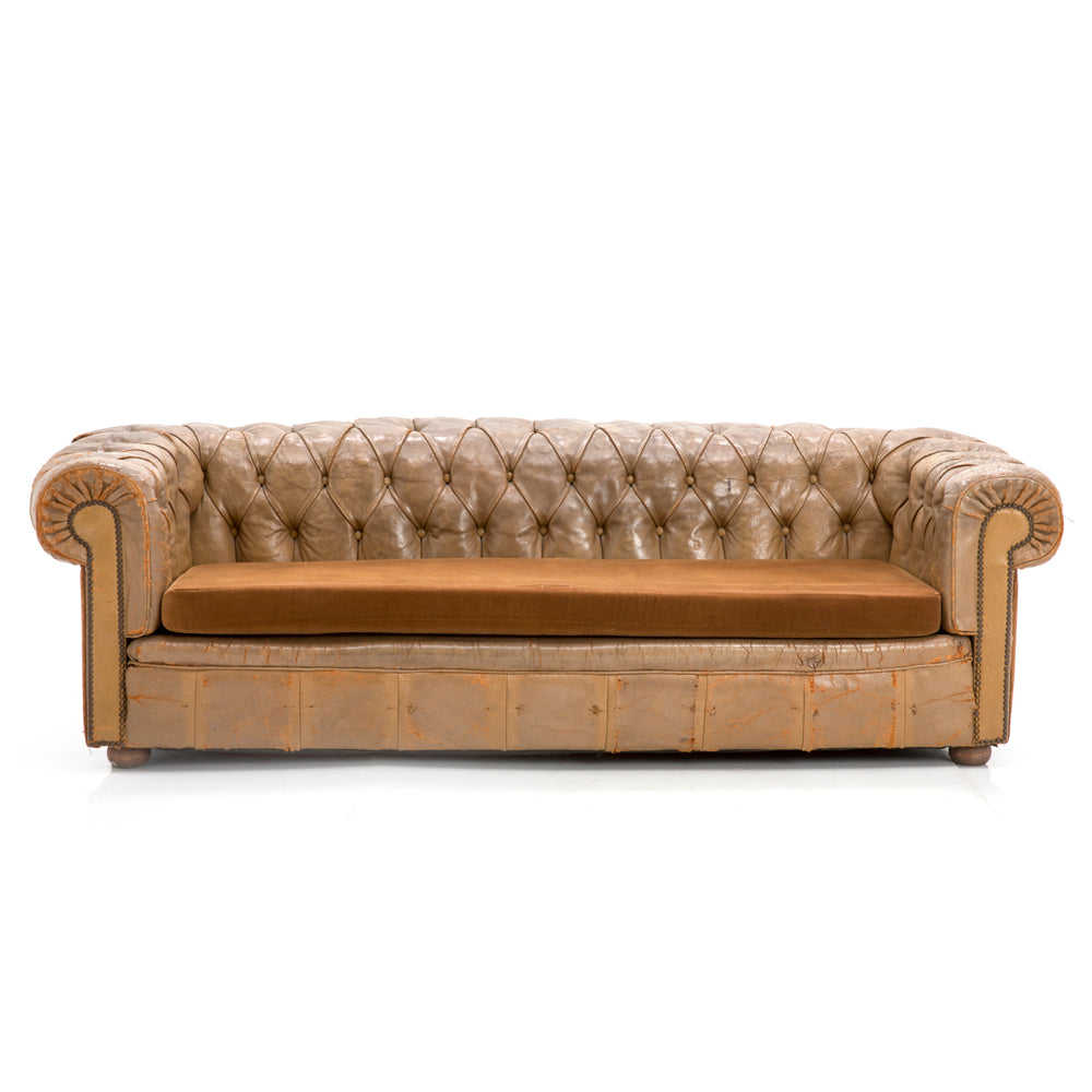 Distressed Leather Chesterfield Couch