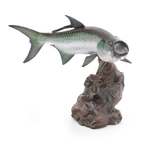 Bass Fish on Wood Sculpture