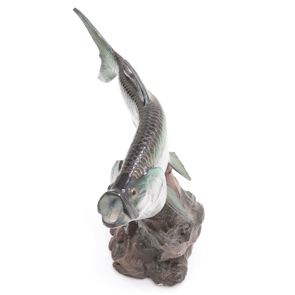 Bass Fish on Wood Sculpture