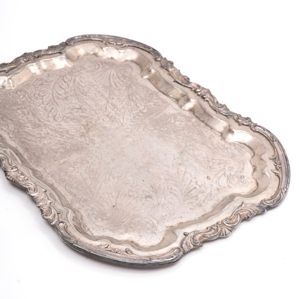 Embossed Silver Serving Tray
