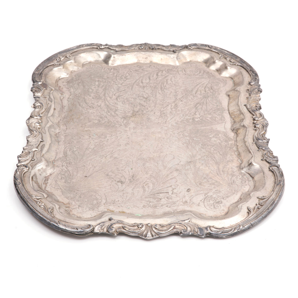 Embossed Silver Serving Tray
