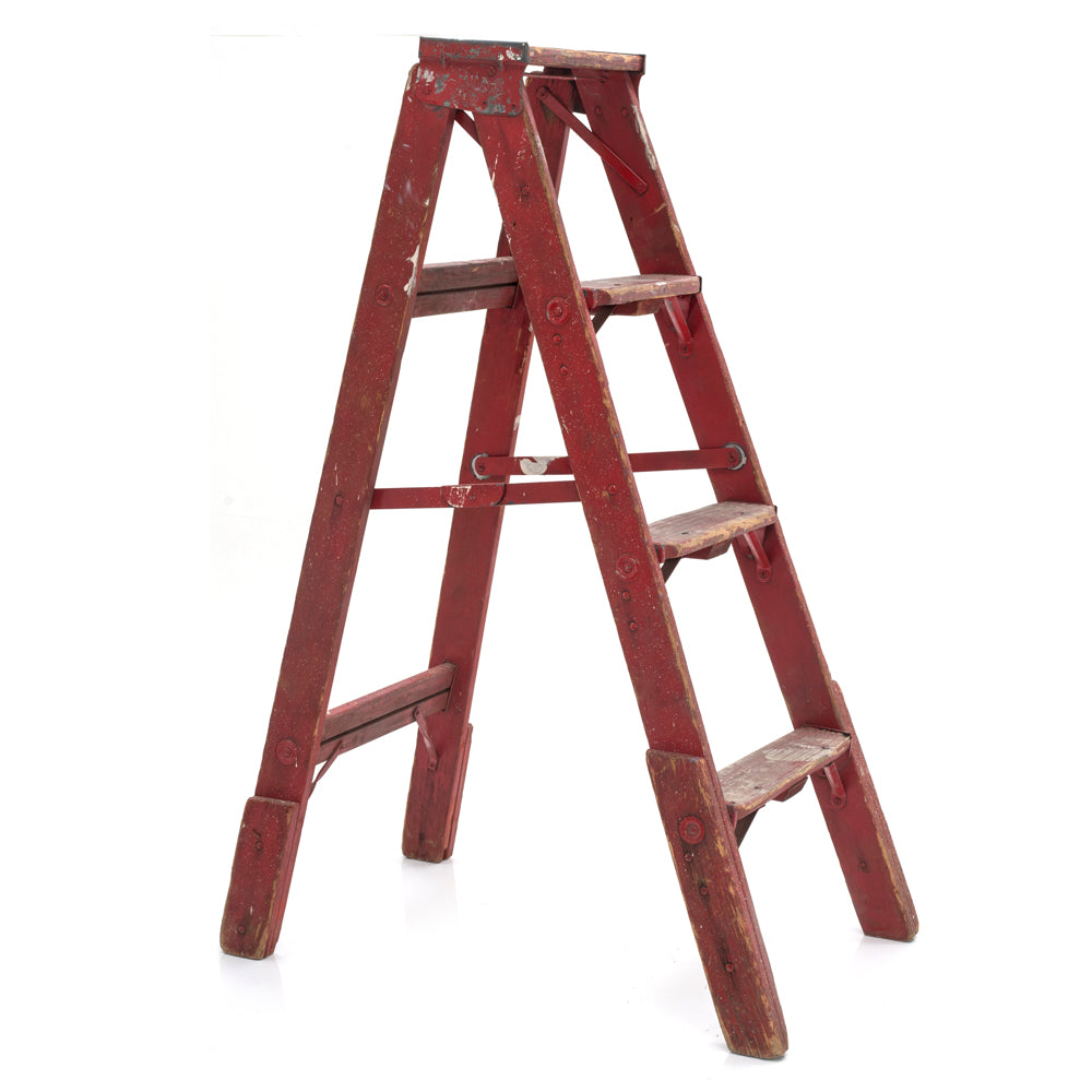Small Red Painted Wood Ladder