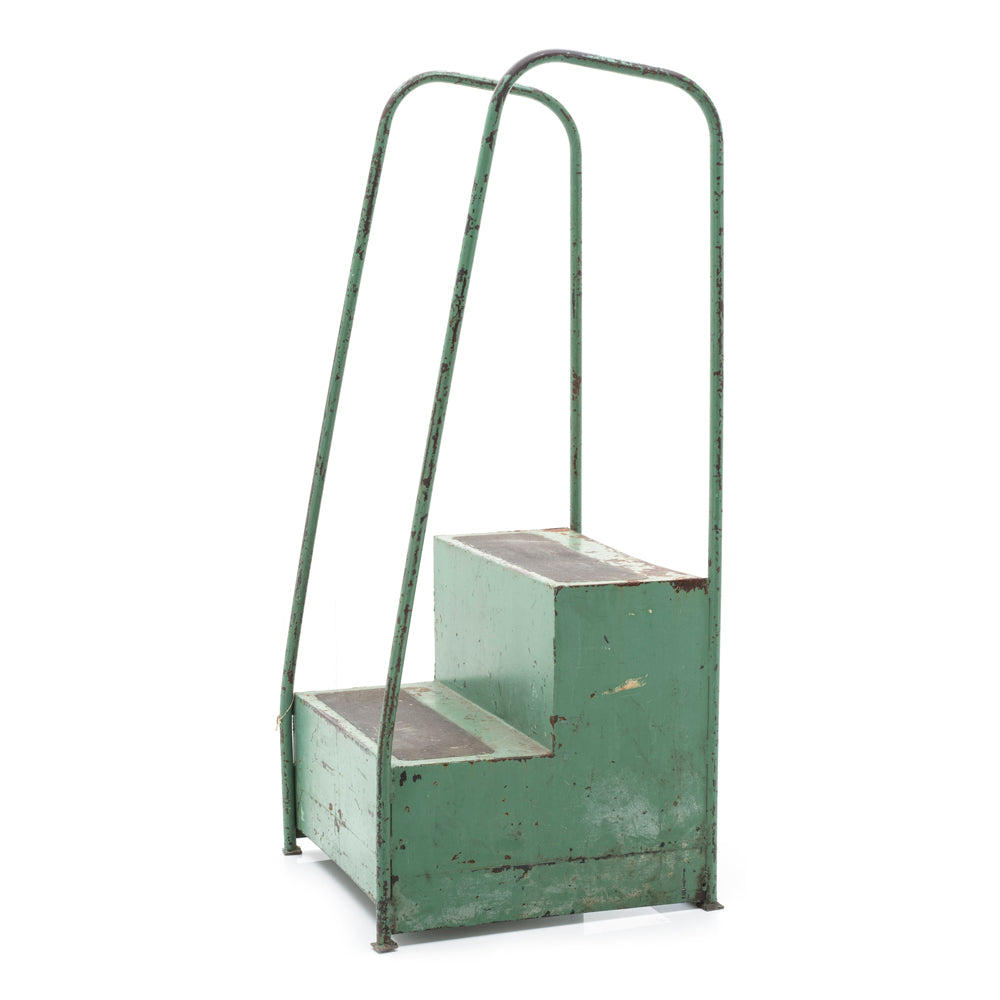 Rustic Green Metal Step Ladder