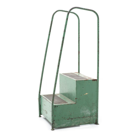 Rustic Green Metal Step Ladder